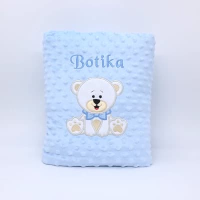 Minky deka s výšivkou macka s menom